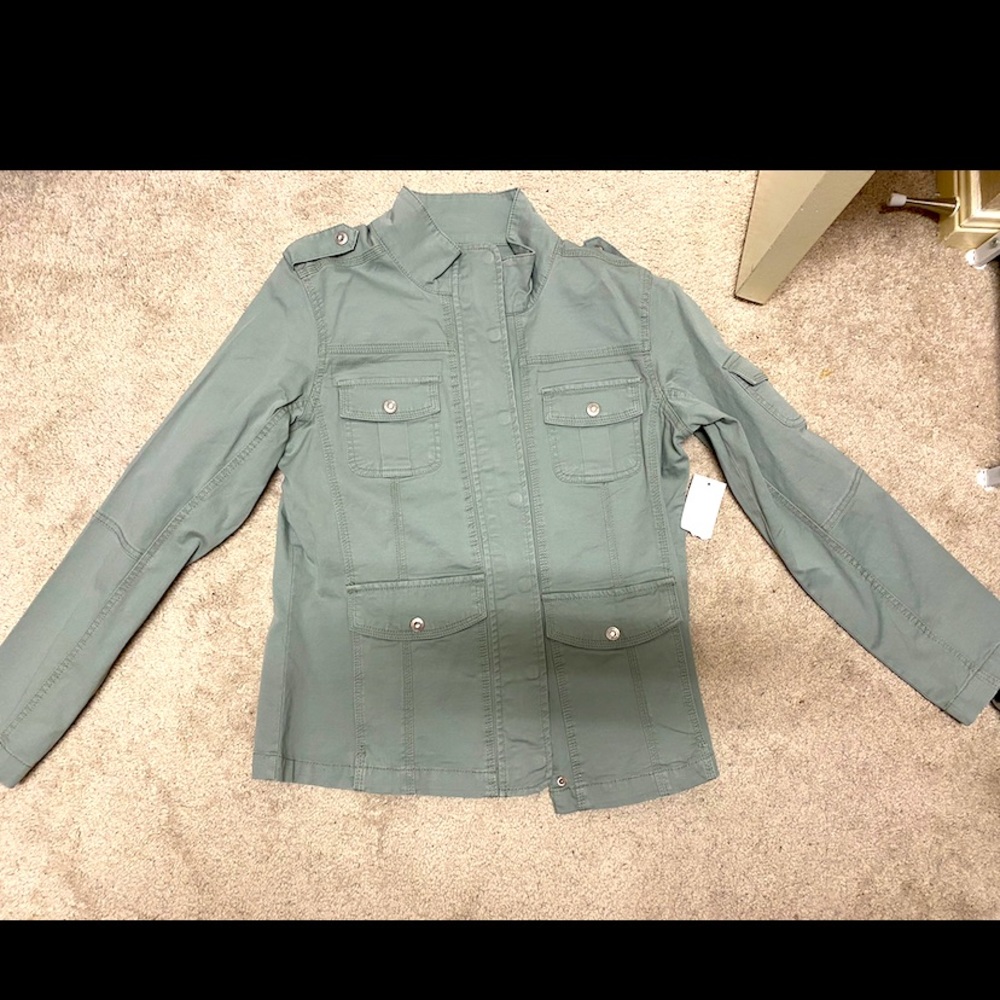 Kensie Jeans Utility Jacket - Color is Moonlight Jade - L